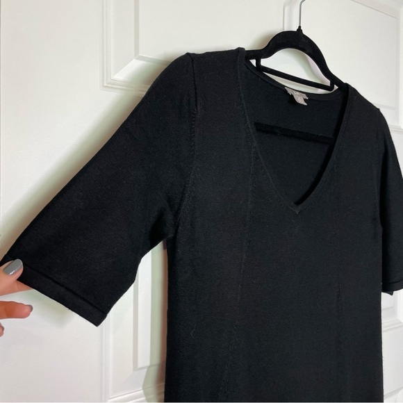 J. Jill Wool Blend V-neck Short Sleeve Maxi Dress in Black Women’s Size Small - Picture 2 of 5